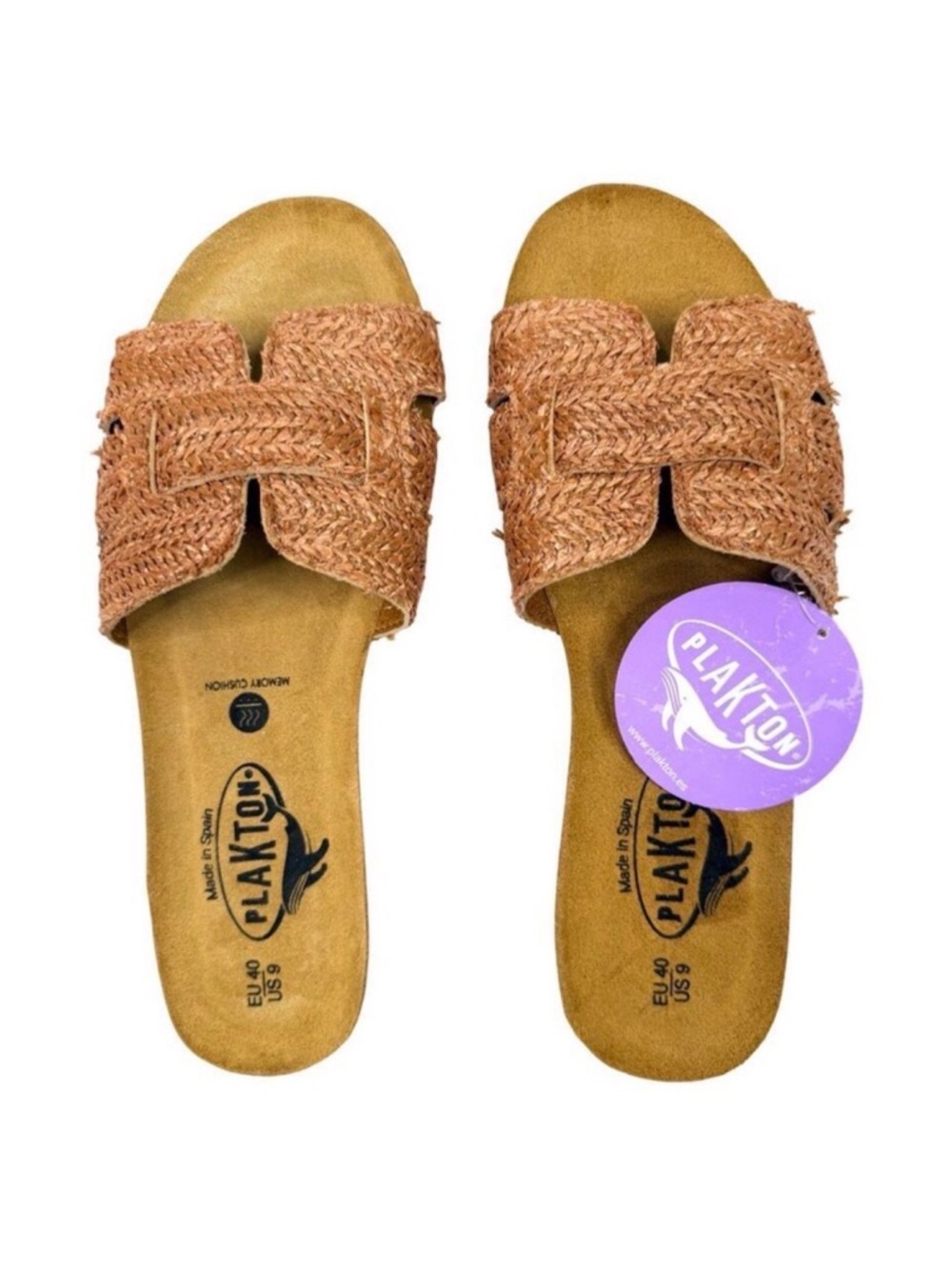 Plakton Fiji Slide-On Raffia Sandals - Size 9